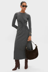 Heathered Charcoal Long Sleeve Volta Dress